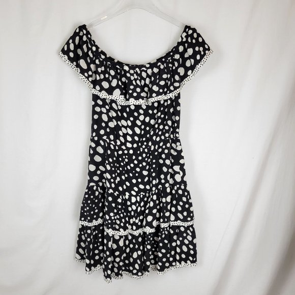 MARC JACOBS Black and White Polka Dot Ruffled Silk Dress - Size 4 - Picture 6 of 10